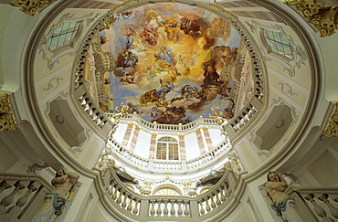 Europe, Germany, Baden-Wuerttemberg, Bad Wurzach, baroque staircase of Bad Wurzach Castle