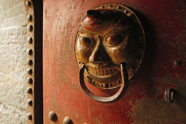 Door knocker at the entrance of the hanging monastery, Heng Shan North, Shanxi province, China, Asia