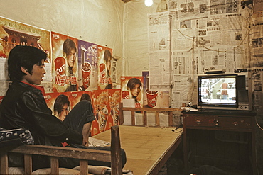 dormitory, TV in Kung Fu school near Shaolin, Song Shan, Henan province, China, Asia