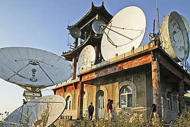 Disused satellite dishes, a blight on the summit of Mount Tai, Tai Shan, Shandong province, World Heritage, UNESCO, China