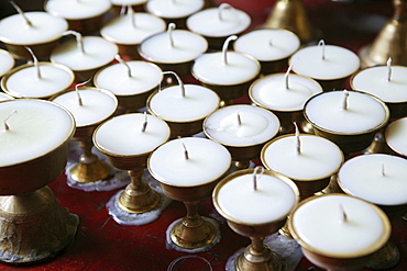 Candles in Pusa Ting Temple, Monastery, Mount Wutai, Wutai Shan, Five Terrace Mountain, Buddhist centre, town of Taihuai, Shanxi province, China