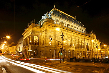 National Theatre at night, Nova Mesto, New Town, Prague, Czech Republic