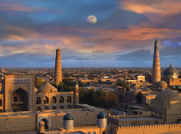 Khiva, Chiwa at sunset, Chiwa, Uzbekistan, Asia