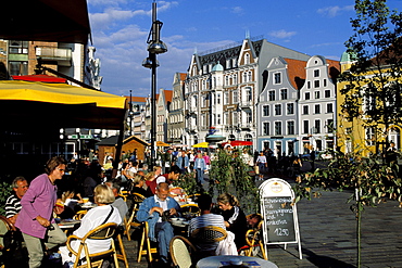 Sidewalk Cafe, Kroepeliner street, pedestrian zone, Rostock, Mecklenburg-Vorpommern, Germany