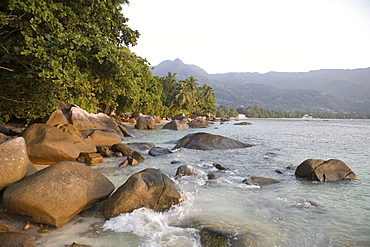 Granite Rocks at Beau Vallon Beach, Beau Vallon, Mahe Island, Seychelles