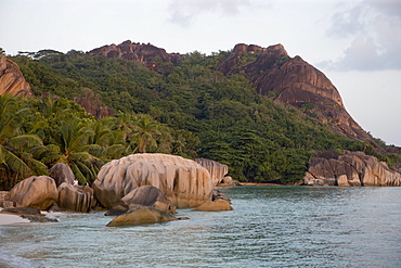 Anse Source D'Argent Beach at Sunset, La Digue Island, Seychelles