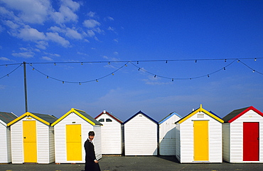 Europe, England, Devon, Paignton, bathing cabins