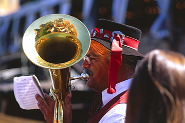 Brass band with folk music, Sandkerwa, Bamberg, Franconian Switzerland, Franconia, Bavaria, Germany