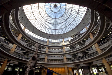 Interior view of the entrance hall of the Deutsche Bank, Kirchberg, Luxembourg city, Luxembourg, Europe