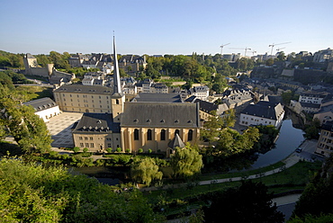 Church at the Old Town under blue sky, Grund district, Luxembourg city, Luxembourg, Europe