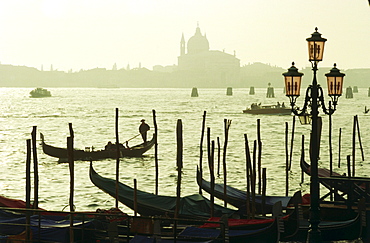 Gondolas on the canal in the evening, Venice, Italy