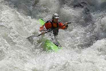 Man, Kajaker, Creek, Wildwater, Lauterbrunnen, Grisons, Switzerland