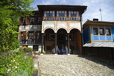 Oslekov house in the sunlight, museum town Koprivstiza, Bulgaria, Europe