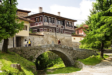 Houses and bridge at museum town Koprivstiza, Bulgaria, Europe