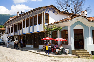 Rose Festival, People in front of roseoil museum in Karlovo, Bulgaria, Europe