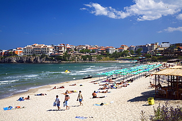 People on the beach, Sosopol, Black Sea, Bulgaria, Europe