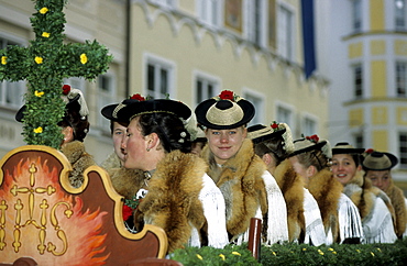 women in traditional costumes, festival of Leonhardiritt, Bad Toelz, Upper Bavaria, Bavaria, Germany