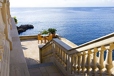 Hotel Maricel, Terrace with table and chairs, Palma, Majorca, Spain