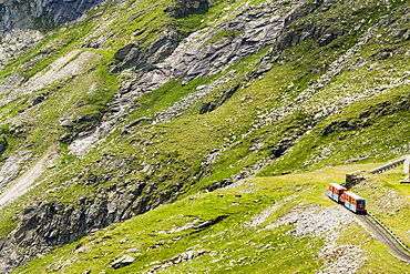 Narrow-gauge railway Reisseckbahn (high-altitude alpine railway of Austria) on the way, Kolbnitz, Carinthia, Austria