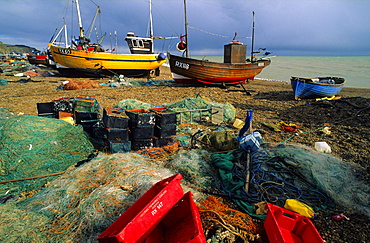 Europe, England, East Sussex, Hastings, fishing boats