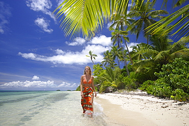 Woman at the beach, Fafa Island Resort, Tonga, South Seas