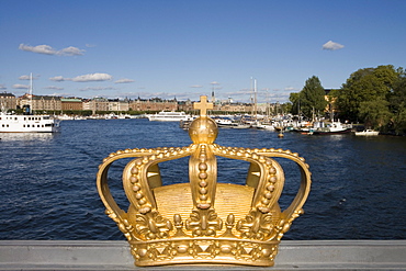 Golden Crown on Skeppsholmsbron Bridge, Skeppsholmen, Stockholm, Sweden