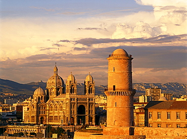 Cathedral La Major and Fort St.Jean, Marseille, Bouches-du-Rhone, Provence, France, Europe