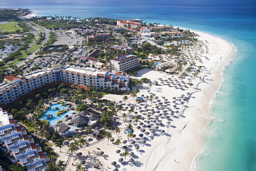 Aerial Photo of Resorts on Eagle Beach, Aruba, Dutch Caribbean