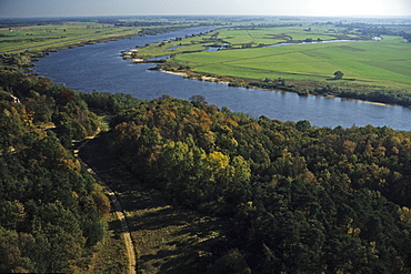 aerial photo of the river Elbe near Hitzacker, northern Germany, Lower Saxony