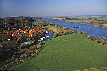 aerial photo of the river Elbe near Hitzacker, Lower Saxony, northern Germany