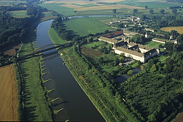 aerial photo of Corvey Castle, Weserbergland, Lower Saxony, northern Germany