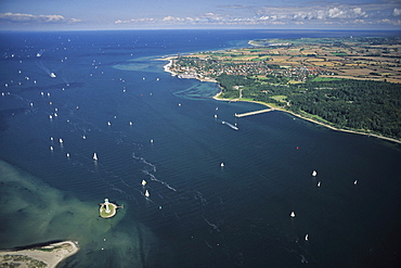 aerial photo, Bay of Kiel, Laboe, Baltic Sea, Schleswig Holstein, northern Germany