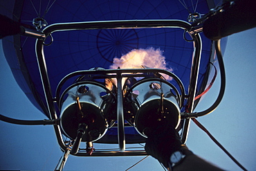 hot air balloon start on ground, gas burner, Lower Saxony