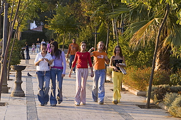 spain Costa l Sol Nerja Teenager strolling over the promena