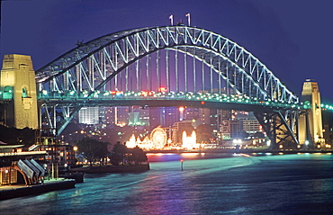 Austalia, sydney, harbor bridge at night