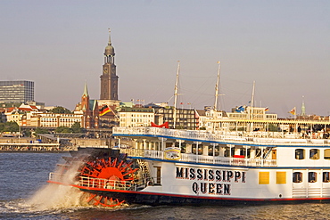 Steam boat Mississippi Queen on Elbe, Hamburg, Germany