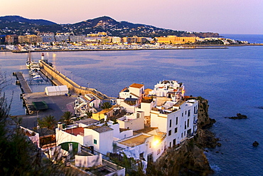 Spain, Baleares island, Ibiza, Dalt vila, sunset