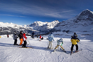 Switzerland bernese alps Mount Maennlichen skiing and snowboarding piste