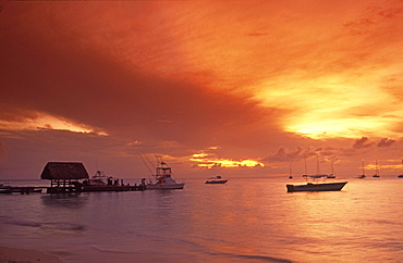 sunset, caribbean sea