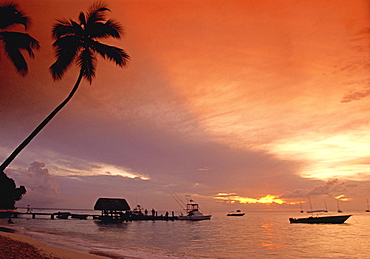 sunset, caribbean sea