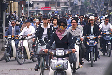 Motorbikers, rush hour, Hanoi, Vietnam