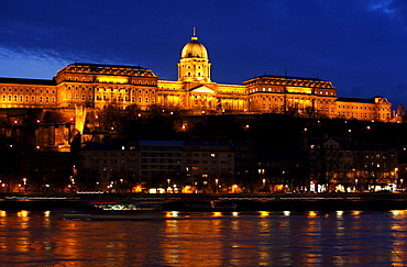 View of Buda Castle at night, Budapest, Hungary