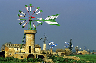 Europe, Spain, Majorca, near Sant Jordi, windmills