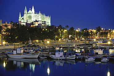 Harbour and Cathedral, Palma de Mallorca, Balearic Islands, Spain