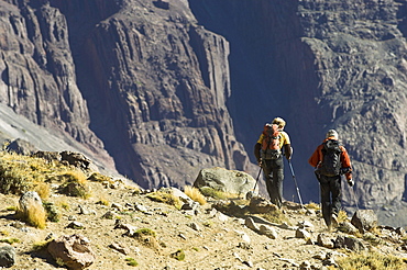 Two men descending Cajon del Maipo, Ice Climbing, Chile