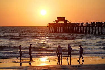 Sunset at municipal pier, Naples, Florida, USA