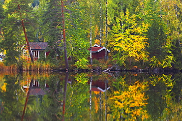 Autumn at the lake Norra Barken near Smedjebacken in Dalarna, Middle-Sweden