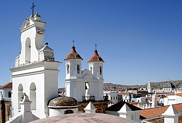 View from the steeple of San Francisco church down to Sucre, Bolivia, South America