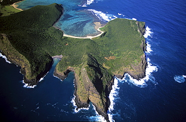 Aerial view of North Bay and Mt. Eliza, Lord Howe Island, Australia