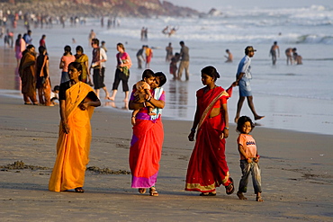 India Kerala Vakala beach indian people